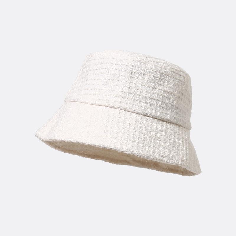 Korean Casual Versatile Hat for Women In Autumn and Winter New Windproof Fisherman Hat Fashionable Plaid Big Head Circumference Face Small Basin Hat