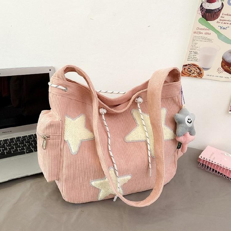 Convenient Corduroy Star Crossbody Bag with Pendant Perfect for Daily Outings