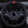 DERMAY D-förmiger Sport-Lenkradbezug aus echtem Leder für VW Scirocco 2009 2010 2011 2013 2014 2015 2016