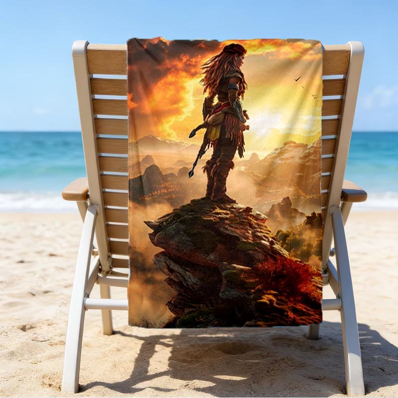 Ultra-Soft Beach Towel with Horizon Theme,Ideal for Pool - Camping, Diving - Perfect Travel Essential, Vibrant Beach Towel.