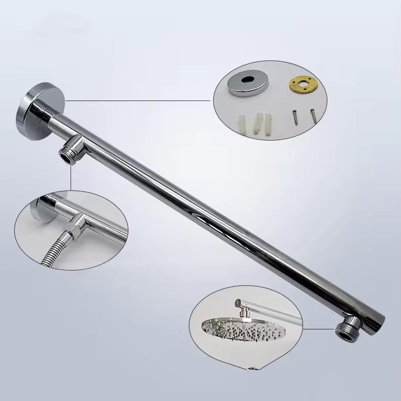 Stainless Steel Chrome Finish Modern Design Shower Head Shower Arm Fixed Wall Mount Single Water for Bathroom Home Apartment Use