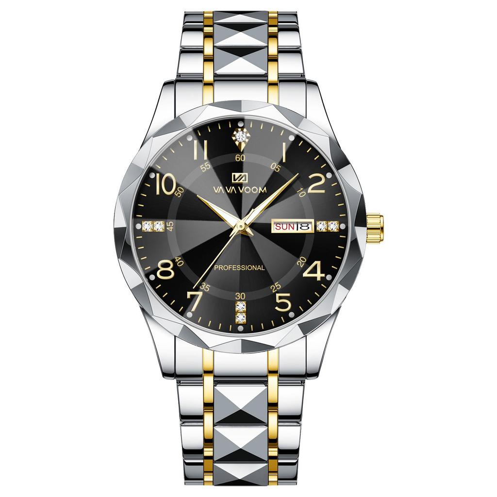 Wow Order Change Logo Men's Diamond-Cut Design Wristwatch