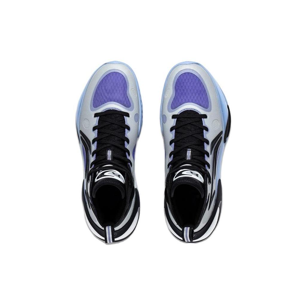 Li Ning YuShuai 17 Comfortable Cushioning Slip Resistant Mid Top Basketball Shoes Men's Black Gray ABAT043-2