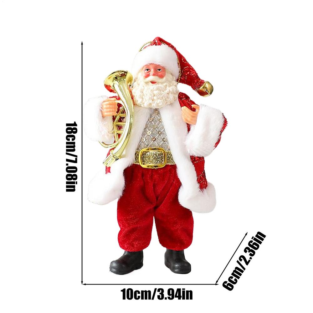 Santa Ornaments 7 Inch Christmas Statue Santa Claus Statue Holding Instruments For Tree Shelf Window Table Indoor Garden Desktop