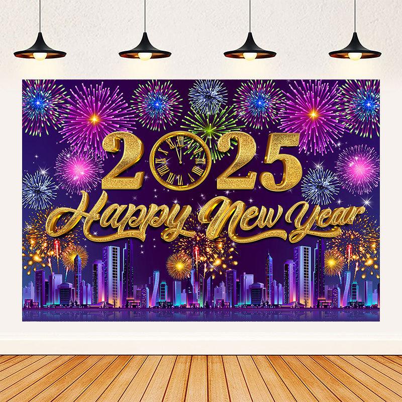 Dekorativ Nedräkningsbanner Festlig Glitter Återanvändbar Fotobakgrund Elegant Festrekvisita för Firande