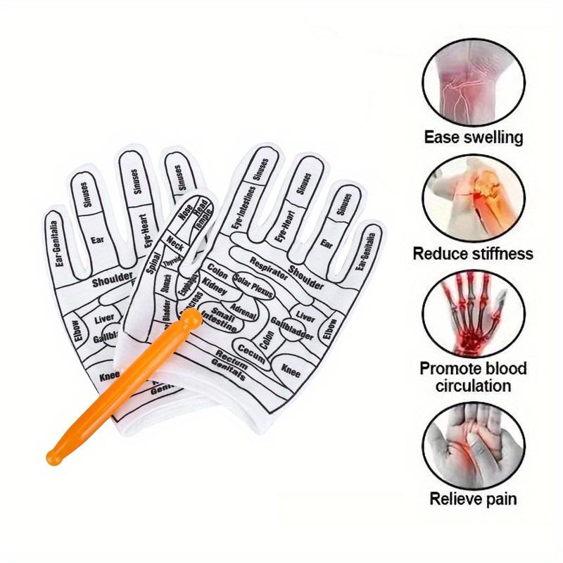 1 paio di Guanti Shiatsu per Riflessologia–Strumento per Massaggio Idroterapico per le Mani con Mappa dei Punti di Digitopressione–Strumenti per Riflessologia da Spa per Donne e Uomini