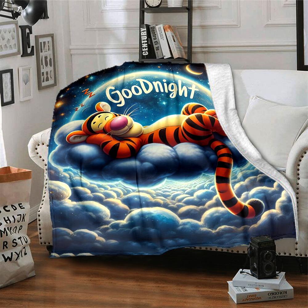 Tigger Dreams Clouds Flannel Blanket Super Soft Warm Cozy Blanket For Sofa Bed Office Travel Allseason Home Decor Gift