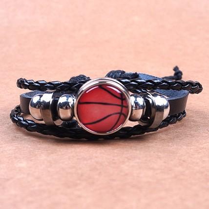 New Football Sport Bracelet For Men Soccer Basketball Tennis Charm Braided Leather Bracelet Women Adjustable Chain Jewelry Gift