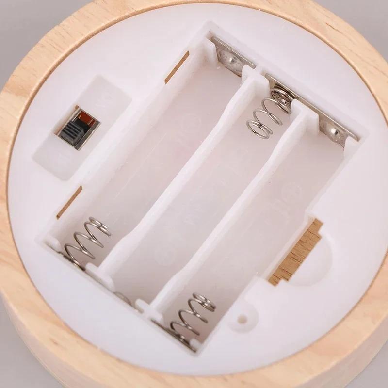 Batteriebetrieben 8/10cm Rund Holz LED Licht Display Basis Ständer Halter Fähig Nachtlampe Basis Kristall Glas Harz Kunst Ornamente