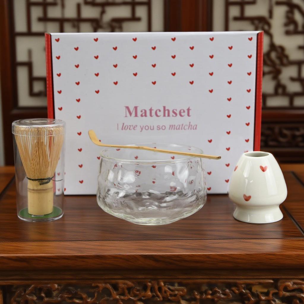 1PC/4PCS/Set Japanese-style Matcha Glass Bowl , Spoon, Tea Whisk, Perfect Gift For Ceremony, Traditional Decoration