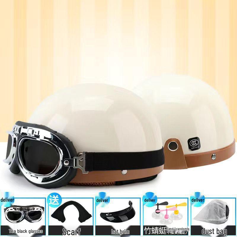 Trendy Street-Style Half Helmet with Eye Protection for Young Riders