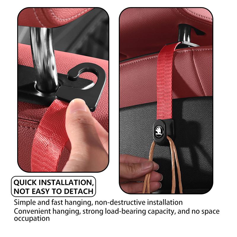FFRP2 Car Hooks Front Seat Headrest Organizer Holder Clothes Hanger Accessories For Skoda Rapid Octavia Derivative Enyaq-iV VisionS