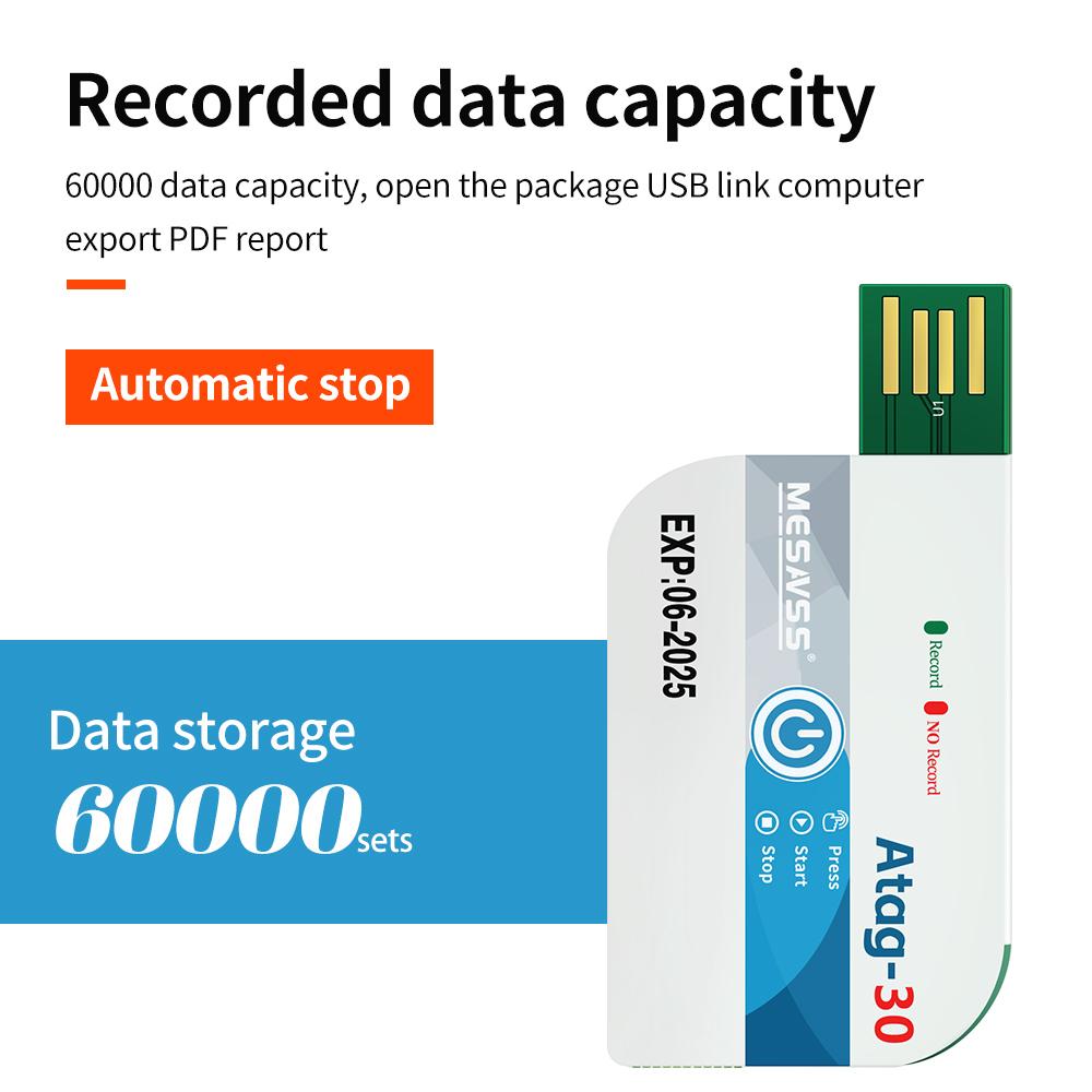 180 Days Single Use Temperature Recorder PDF Report USB Temperature Data Logger for Storage Refrigerated Transport Laboratory