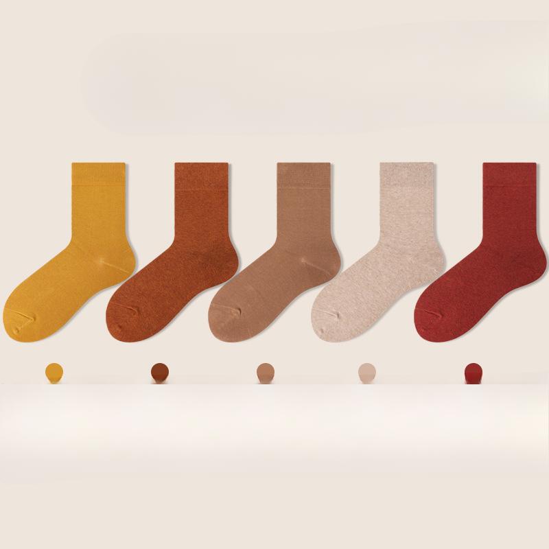 5 Pairs of Ladies Spring and Autumn Pure Cotton Boneless Tube Cotton Socks