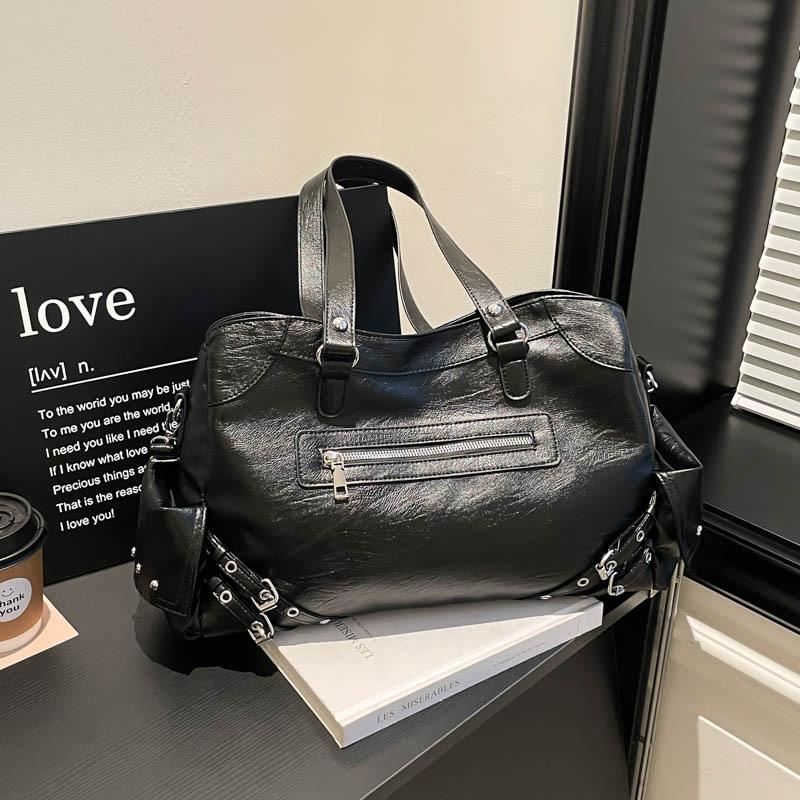 Leather Tote Bag Women's Fashion Shoulder Bag with Front Zip Pocket and Adjustable Crossbody Strap