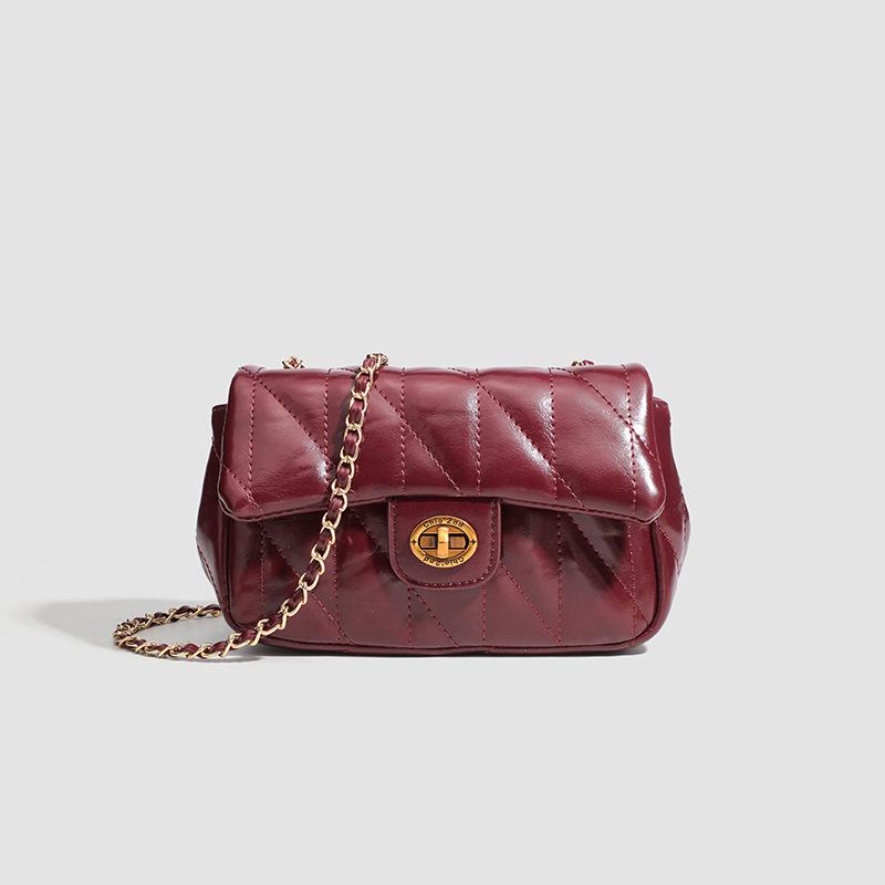 City red maple small square bag women's new red chain shoulder messenger bag