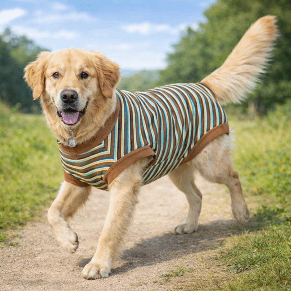 Striped Dog Recovery Clothes Washable Dog Four Legged Vest Fleece Anti-Licking Vest  Female Spay