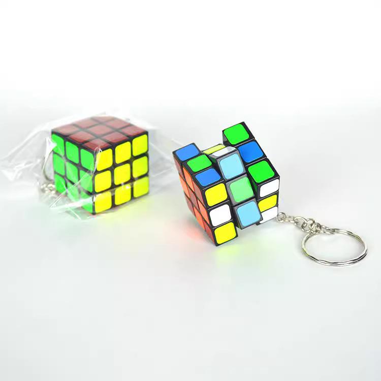 3cm ABS Three-Layer Keychain Cube with Buckle, OPP Packaging, High-Quality Pendant