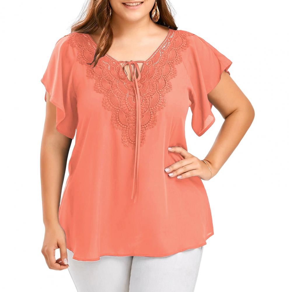Bluzka damska plus size z dekoltem w serek, rozkloszowanymi rękawami, casualowy top, sukienki damskie plus size, odzież damska plus size, duży rozmiar 4XL 5XL