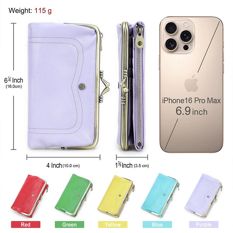 CONTACT'S Genuine Leather Fashion  Long Wallet Women Colorful Coin Pocket with Photo Slot Soft Female Purse Wallets