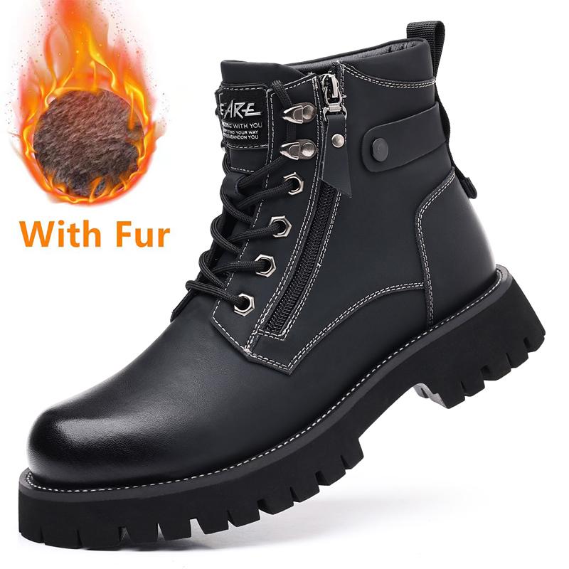 Fashion Classic Outdoor Mens Casual Leather High Top Boots Stylish Ankle Boots Autumn Warm Winter Shoes Hot Sale Lace-Up Motocross Botas