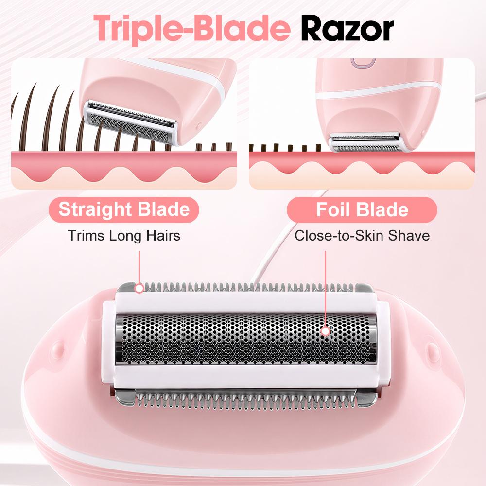 Xiaomi 3-in-1 Electric Lady Shaver, Rechargeable Body Hair Trimmer with Washable Head, Portable Women's Razor for Legs Armpit Bikini