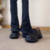 2025 retro waterproof muffin sole commuter small leather shoes women's round head platform casual loafers sports style single shoes
