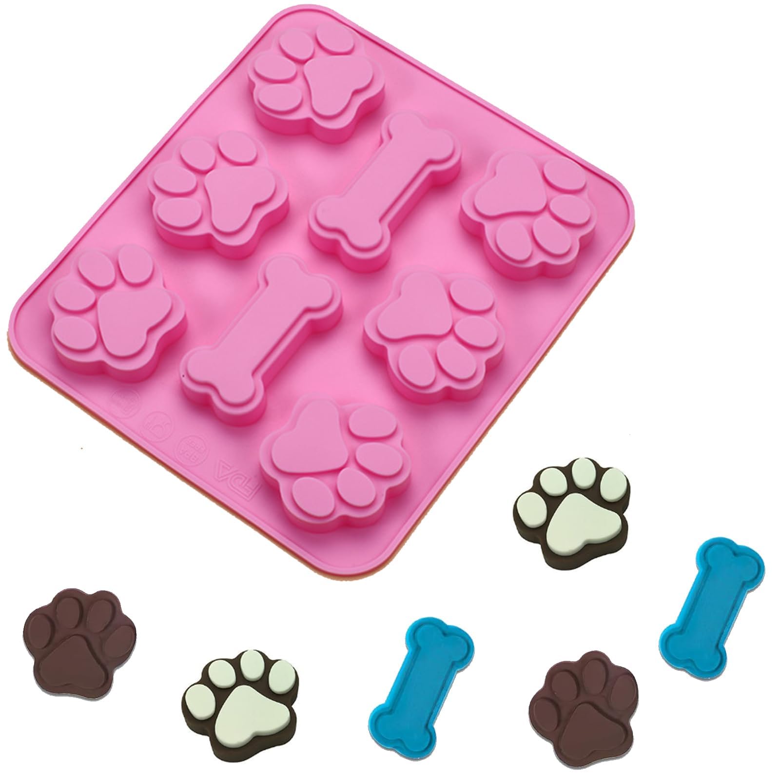 

DEVENTORZ Кошачья лапка и собачья кость Торт Милая силиконовая лапка Шоколадное печенье Торт Выпечка Выпечка Кухня Ручная работа 8 ячеек Форма, Форма, Форма, Форма, розовый