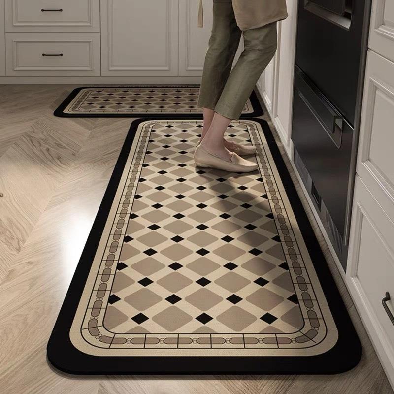 

Kitchen Carpet Diatom Mud Water-absorbent Non-slip Floor Mat Diamond Retro American Style Home Decoration Rug Alfombra 50x80cm