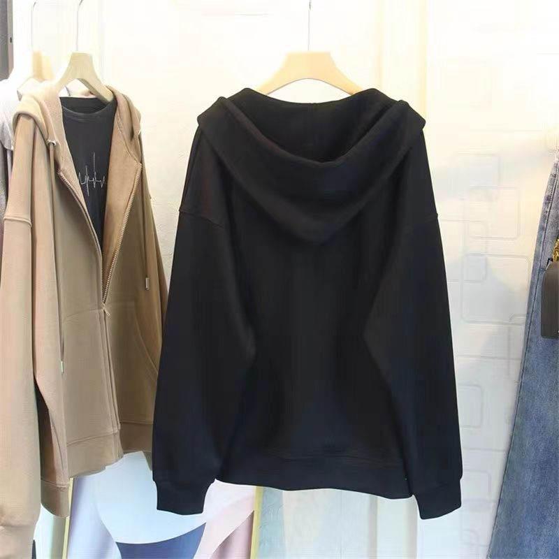 Coat for Women Cotton Autumn Winter Thickened Casual Oversize Solid Color Loose Hooded Jacket