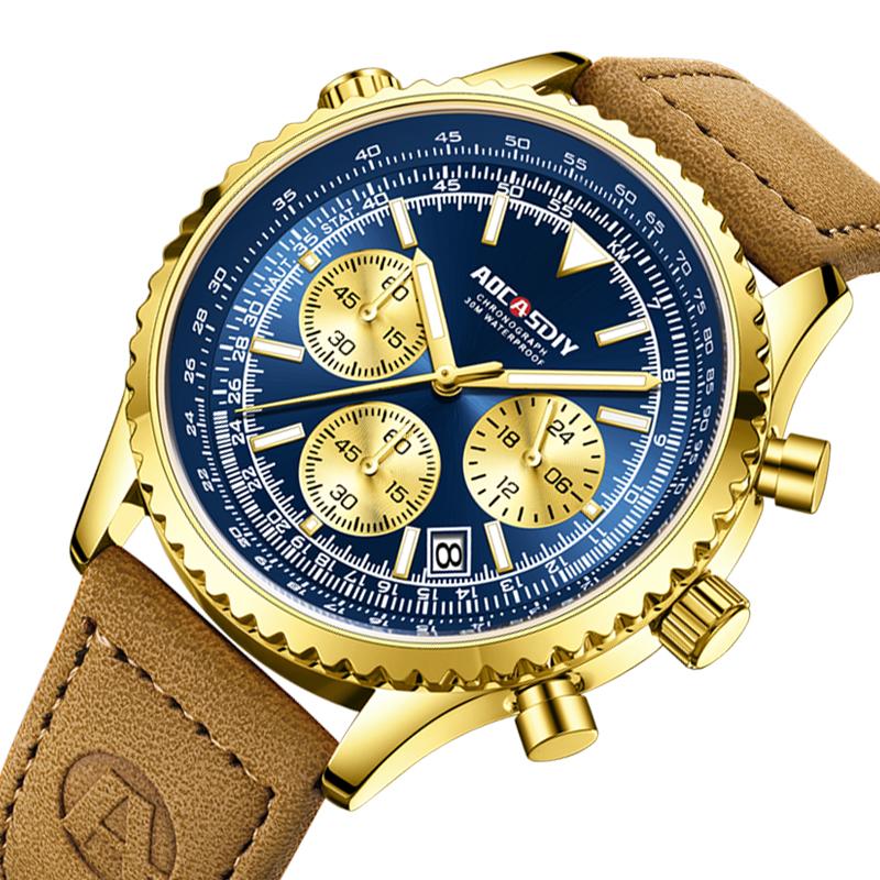 Multifunctional Chronograph Men's Watches Luxury Business Belt Waterproof Luminous Wristwatch Gifts Relogio Masculino