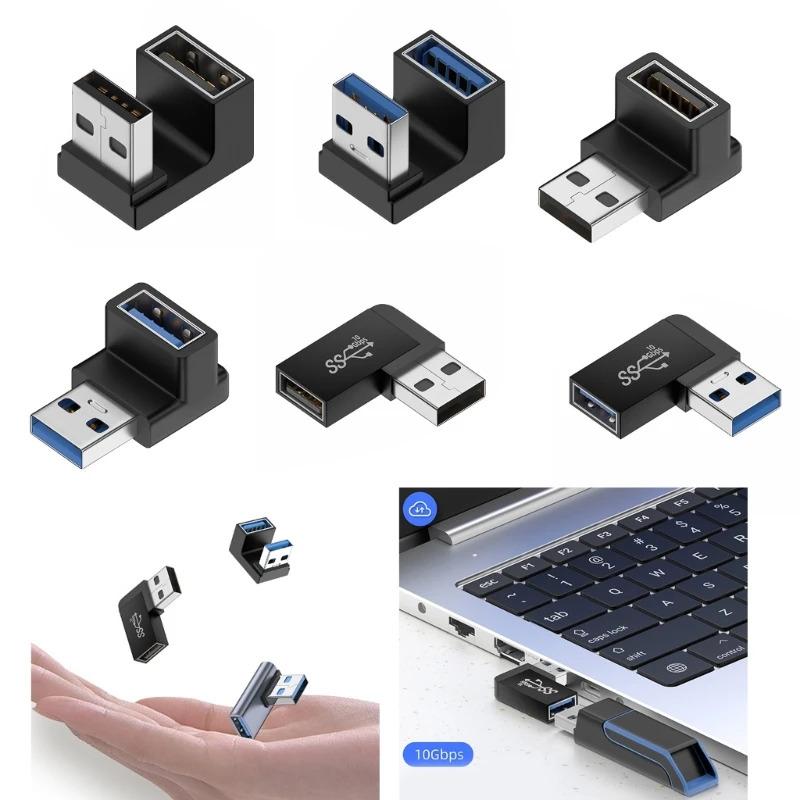 1/2/3pcs USB 3.0 Male Female 90 Degree Expansion Adapter USB Up Bend Adapter 10Gbps For Laptop Connector Conversion