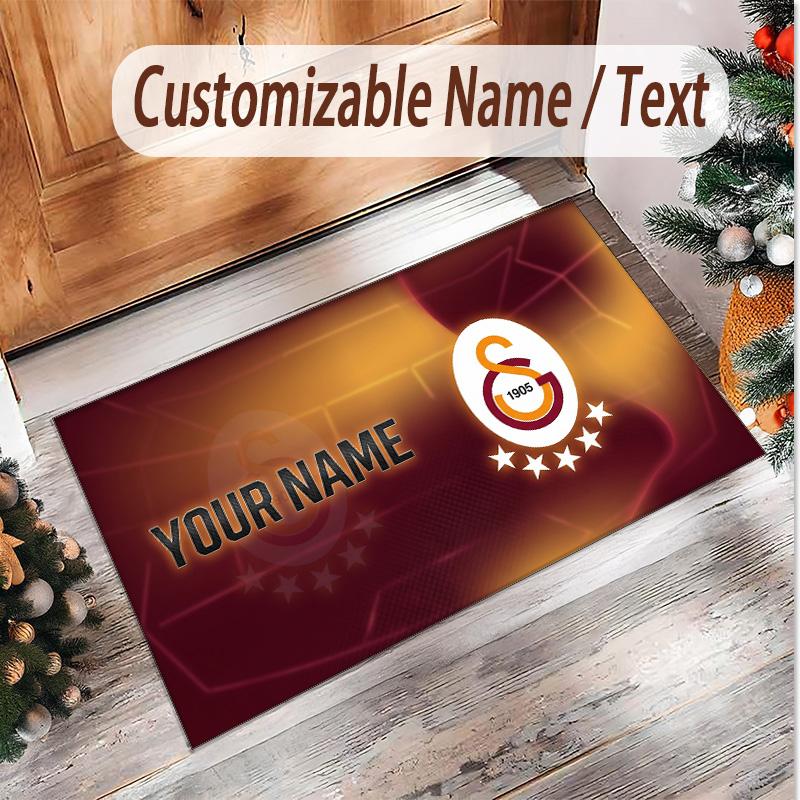 Personalized Crystal Velvet Carpet Galatasaray FC Pattern Non Slip Floor Rug