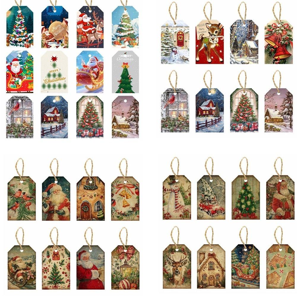 24pcs Snowman Christmas Hanging Ornaments Santa Claus Xmas Tree Decor New Year