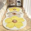 High Pile Polyester Area Rug Washable Carpet with Striped Flower Pattern, Machine Made Irregular Shape Rug for Bedroom, Living Room, and Indoor Spaces