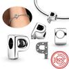 925 Sterling copper Clear Zircon Sparkling 26 A-Z Letters Alphabet DIY Name Beads Fit Original Pantaro Charms Bracelet Zircon