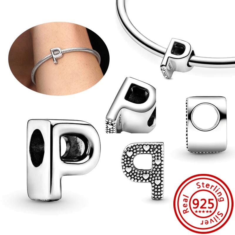 925 Sterlingová měď Čirý zirkon Třpytivé 26 písmen abecedy A-Z DIY Korálky na jméno Vhodné pro originální náramek s přívěsky Pantaro Zirkon