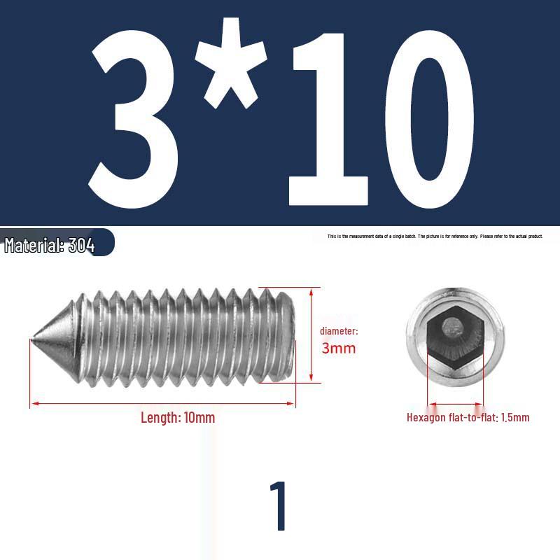 12.9 Edelstahl 304 Innensechskant Kegelspitze Gewindestift M2/M3