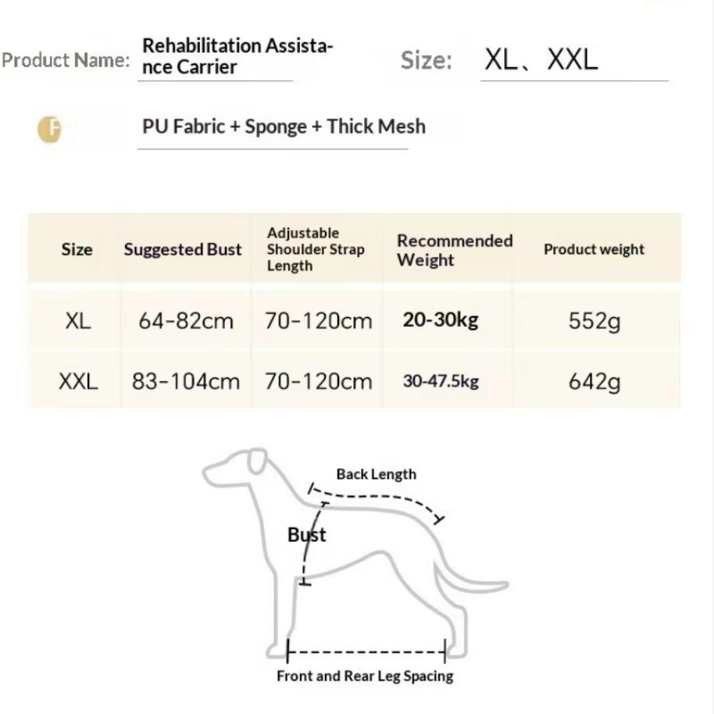 Breathable Large Dog Lift Harness Adjustable Dog Sling Carrier Pet Chest Sling Brace Daily Use
