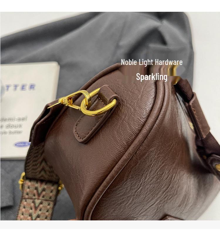 Women's 2025 Autumn Fashion Retro Pillow Crossbody Bag with Wide Strap