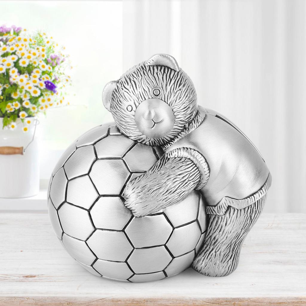 Little Bear with Football Money Box Coin Saving Pot Piggy Bank Home Decor Gift for Kids
