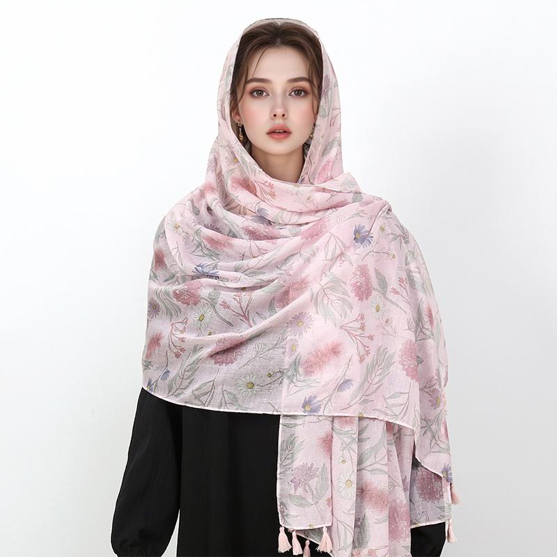 90*180cm New Fashion Luxury Women Scarf Stripe Designer Female Cotton Linen Shawl Tassel Four Seasons Muslim Hijab