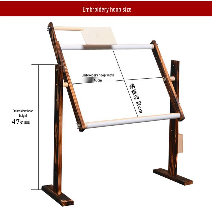 Adjustable Wooden Embroidery Hoop Stand for Cross-Stitch Crafting