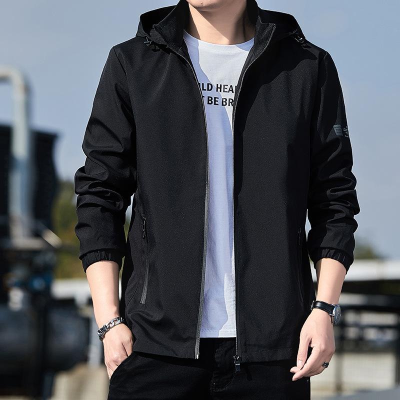 

Новое пальто, осенняя корейская версия, трендовая приталенная куртка с капюшоном для мужчин среднего возраста, мужская ветрозащитная плюшевая куртка для папы XXXXXL