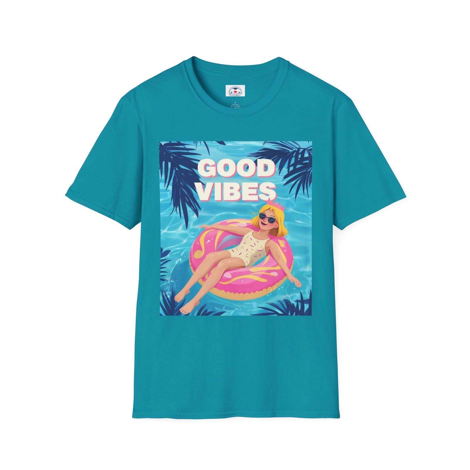 Good Vibes Unisex Softstyle T-Shirt Summer Tee Fun Beach Shirt Vacation Gift 4XL