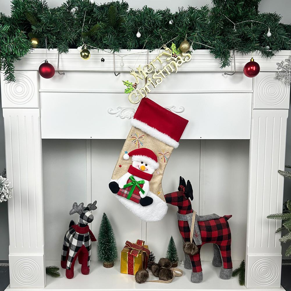 Christmas Socks Gift Bag Christmas Tree Ornaments Snowman Christmas Tree Pendant