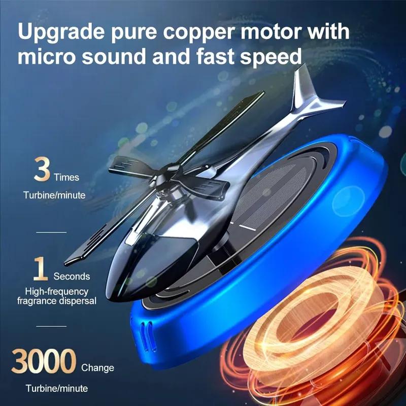 LANGJING Solar Car Air Freshener Perfume Helicopter Interior Decoration Rotating Aromatherapy Perfume Diffuser
