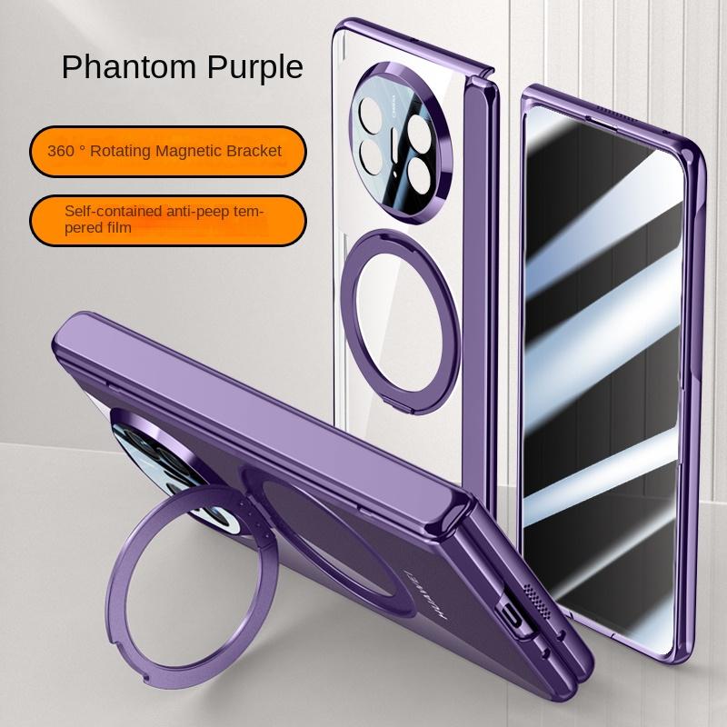 For Huawei Mate X3 X5 X6 360° Swivel Alloy Bracket Magnetic & Bracket & Ring 3-in-1 Tempered Glass Film Anti-Drop Phone Case