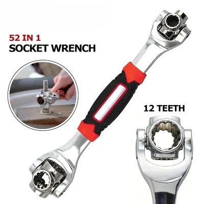 52 in 1 Universal Steckschlüssel 360-Grad Drehbar Multifunktionsschlüssel Handwerkzeuge Für Autoreparatur Einstellbarer Griff Multitool