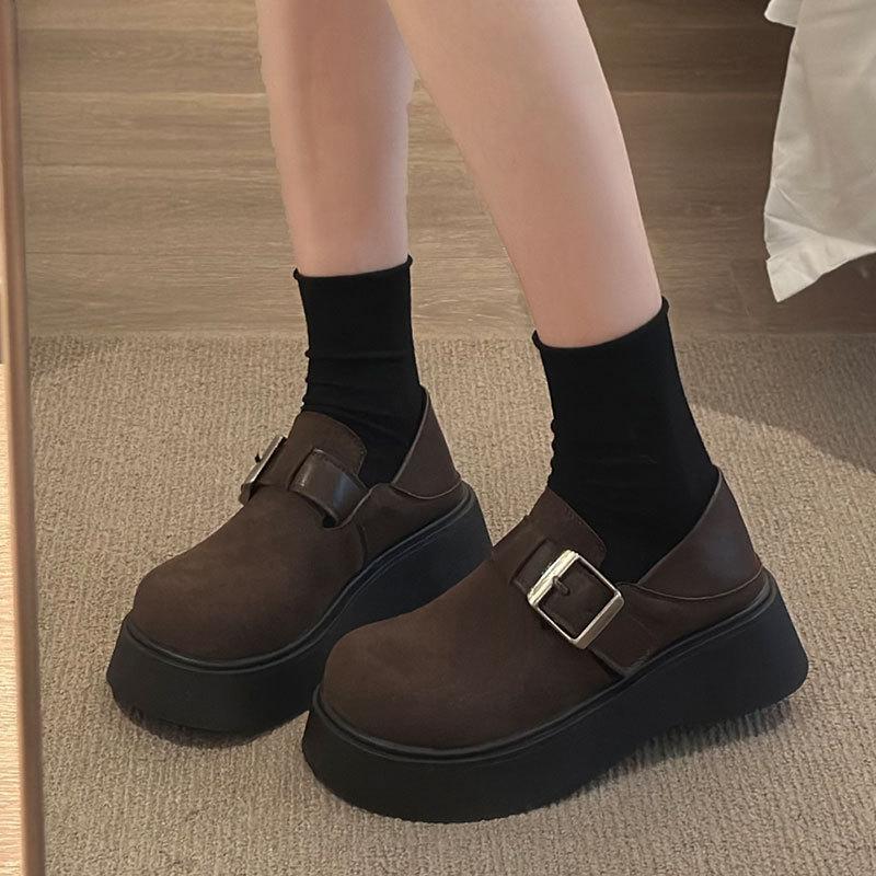 Retro Casual Single Shoes One Pedal Platform Boken Shoes Women's 2025 Spring New Lazy Fashion Versatile Boken Shoes